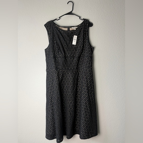 LOFT Black Sleeveless Eyelet Mini Dress - Picture 2 of 6